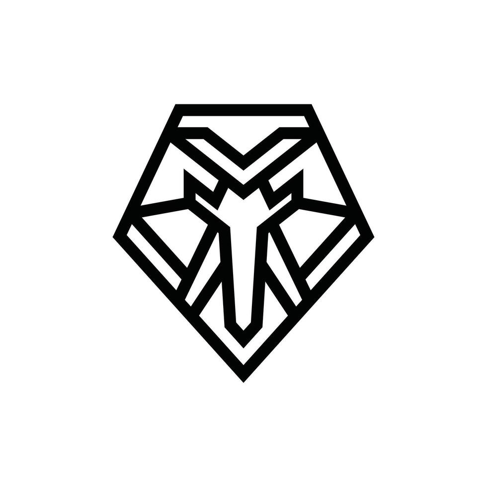Elephant Head Geometric Line Simple logo vector