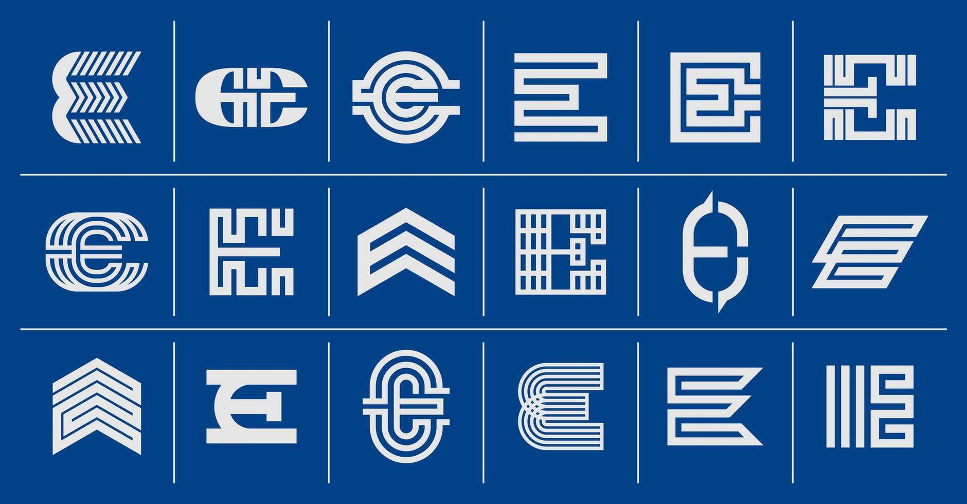 Geometric abstract company letter E logo design set vector