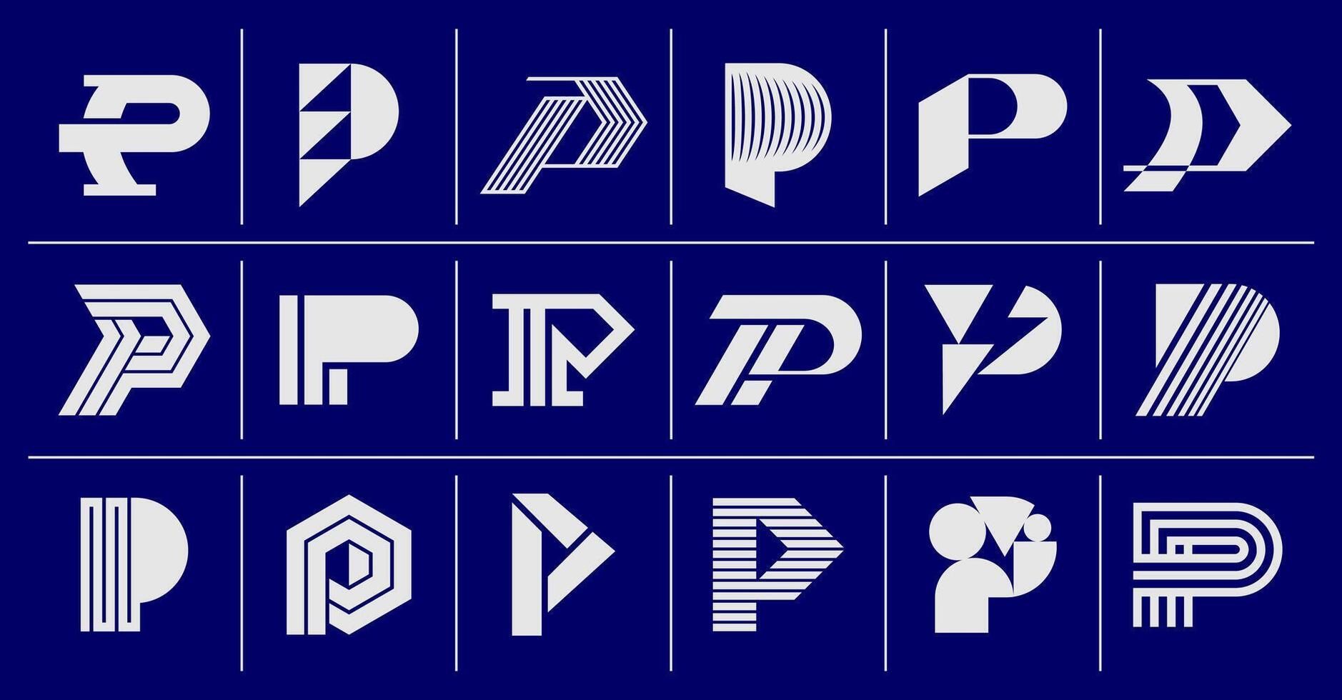 Modern abstract line letter P logo bundle vector