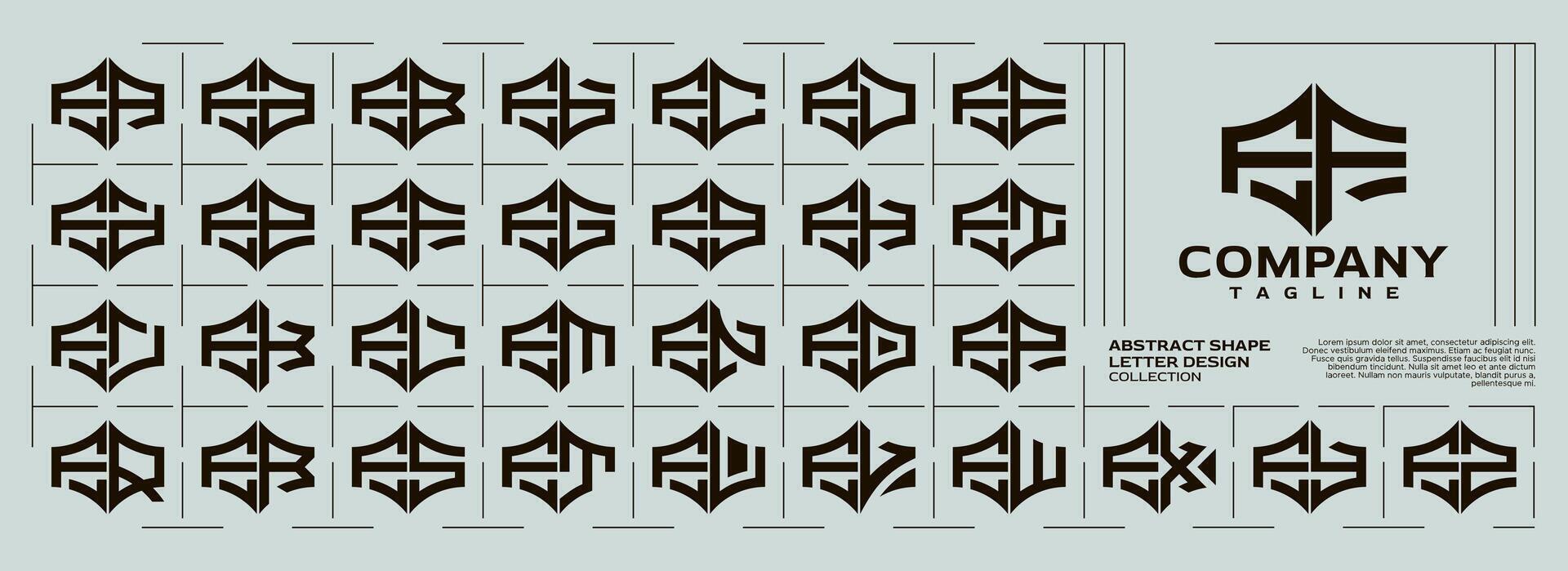 Luxury abstract shape letter F FF logo set vector
