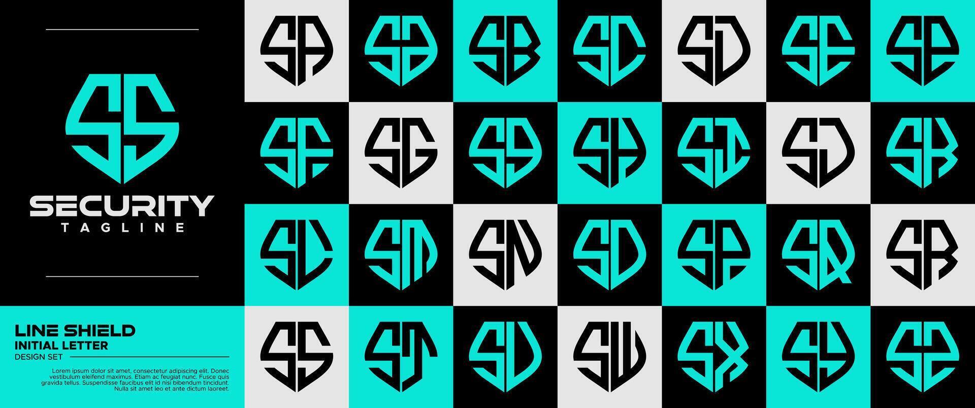 línea tecnología proteger letra s ss logo Insignia haz vector