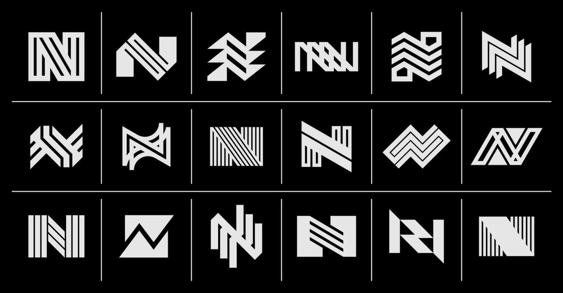 Modern abstract line letter N logo bundle vector
