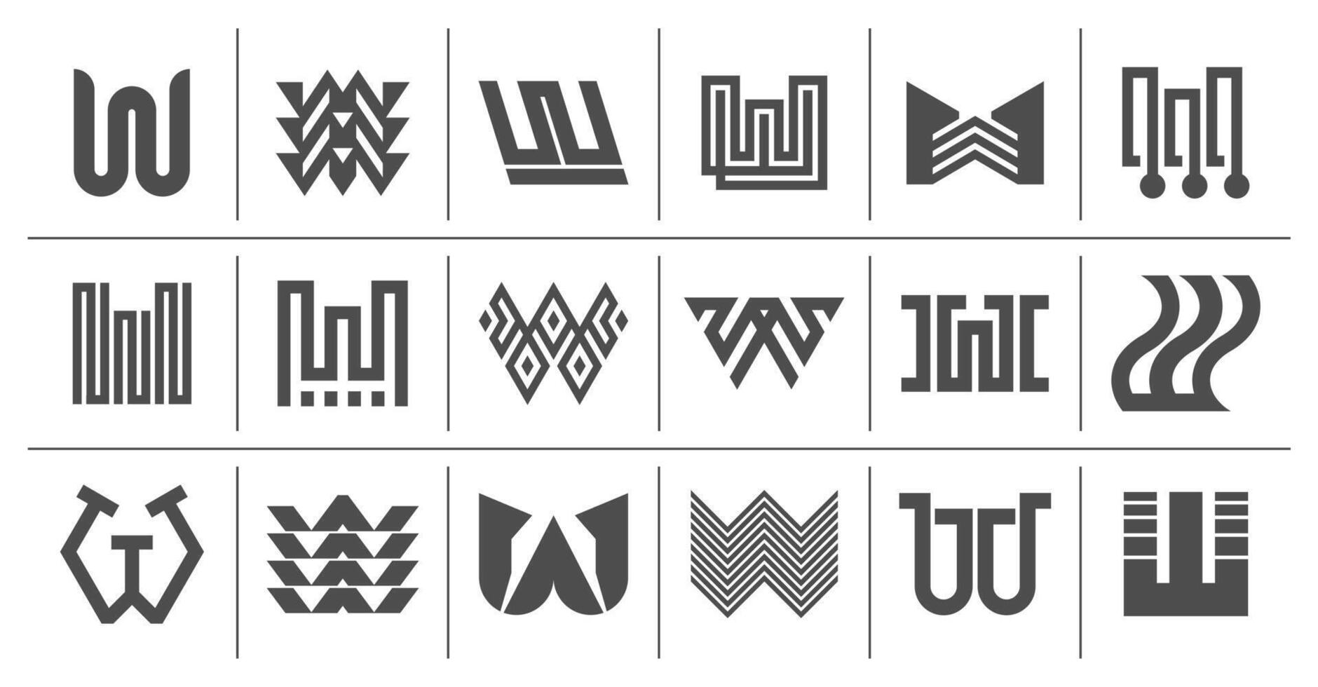 Technology modern letter W logo set vector