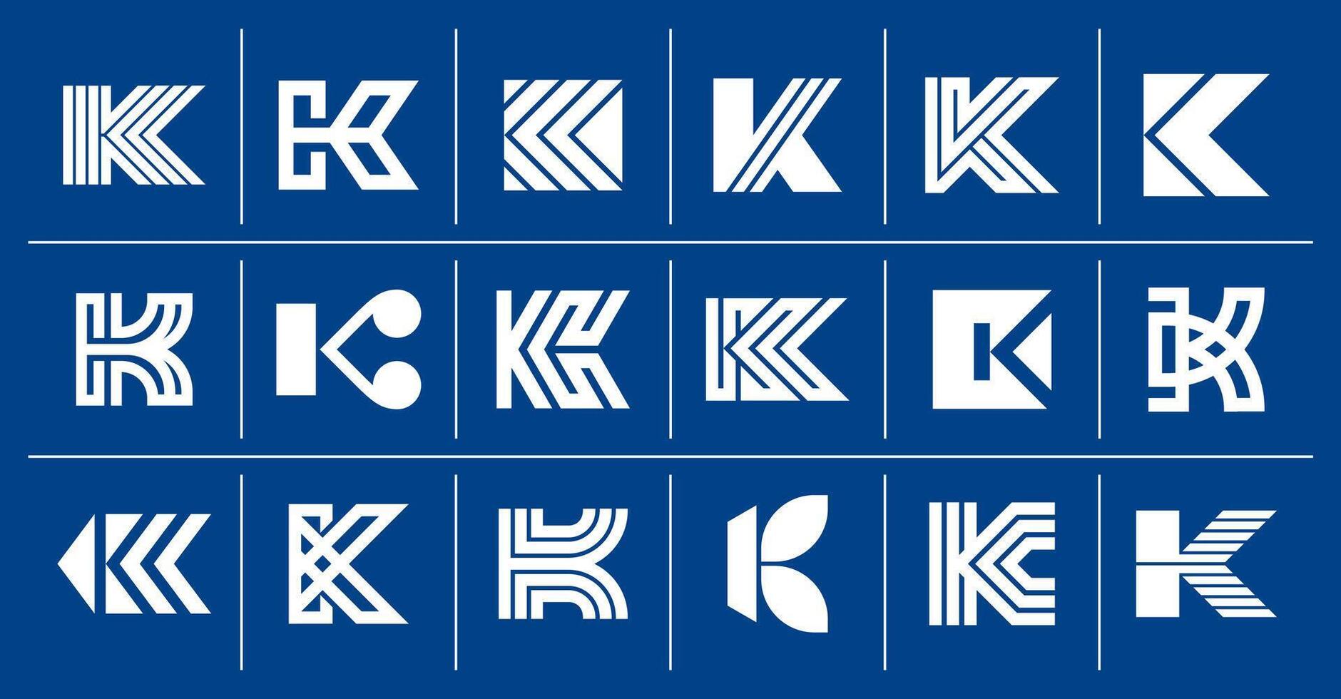 Set of stripe line abstract letter K logo vector