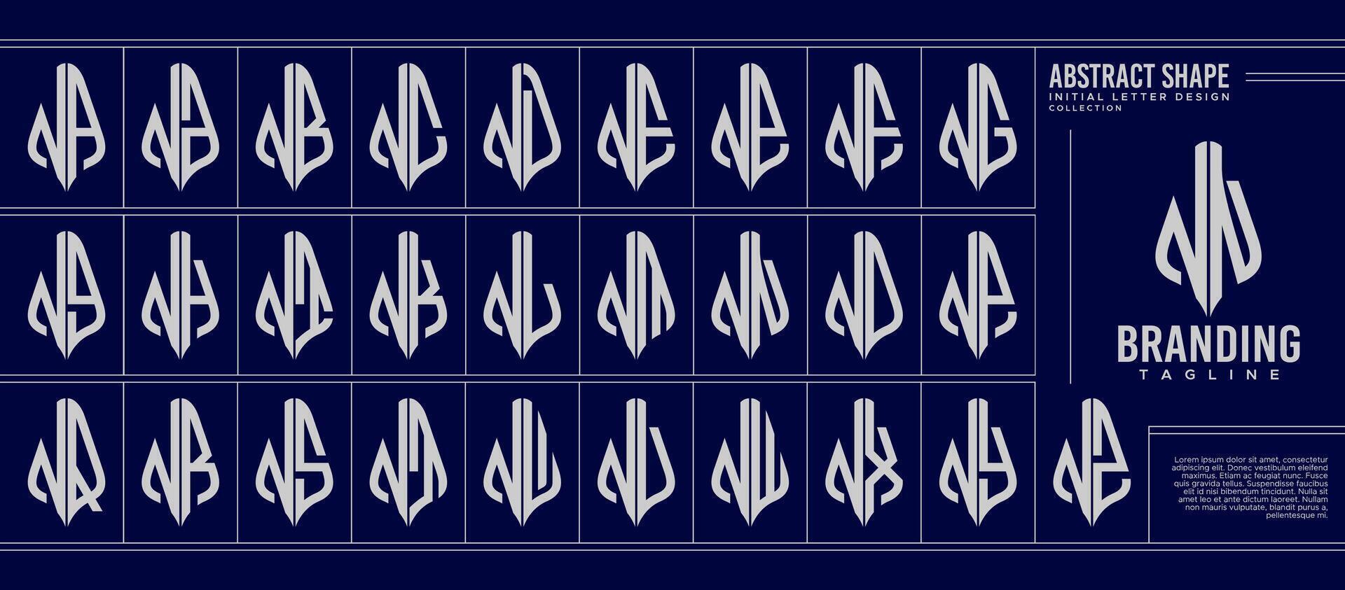 Set of luxury line curve abstract letter N NN logo monogram vector