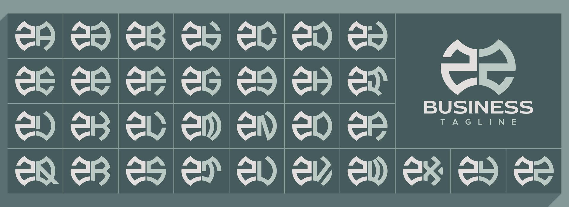Geometric abstract shape letter Z ZZ logo set vector