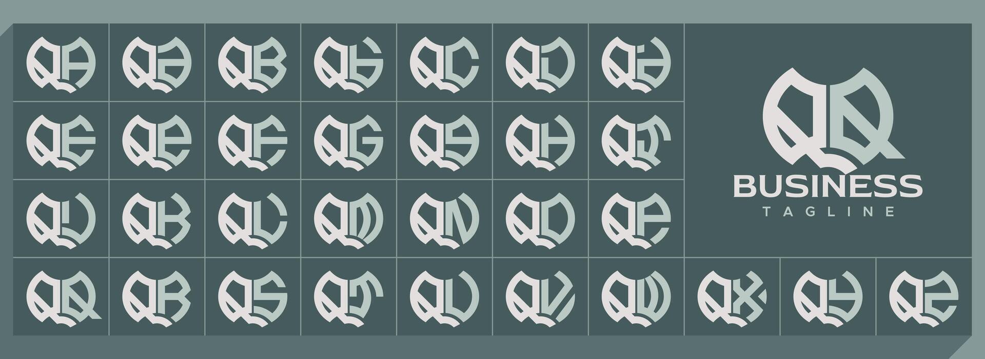 Geometric abstract shape letter Q QQ logo set vector