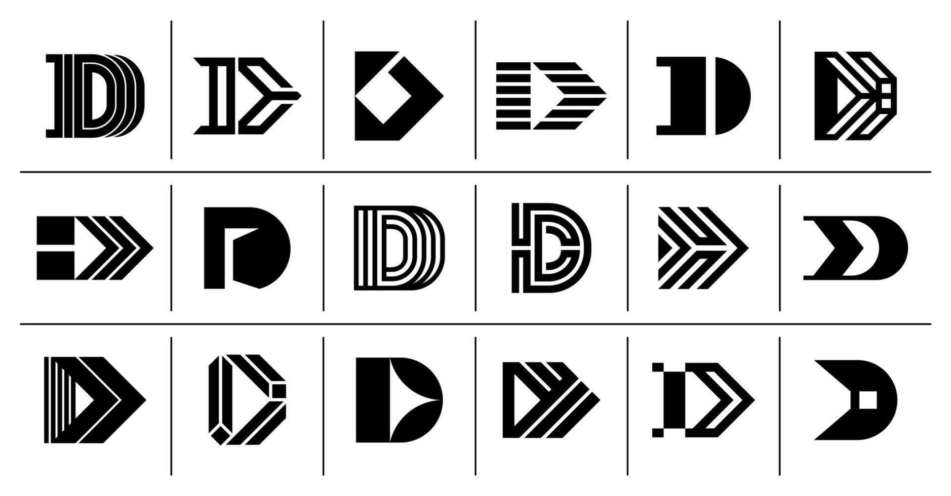 Abstract geometric letter D logo branding set vector