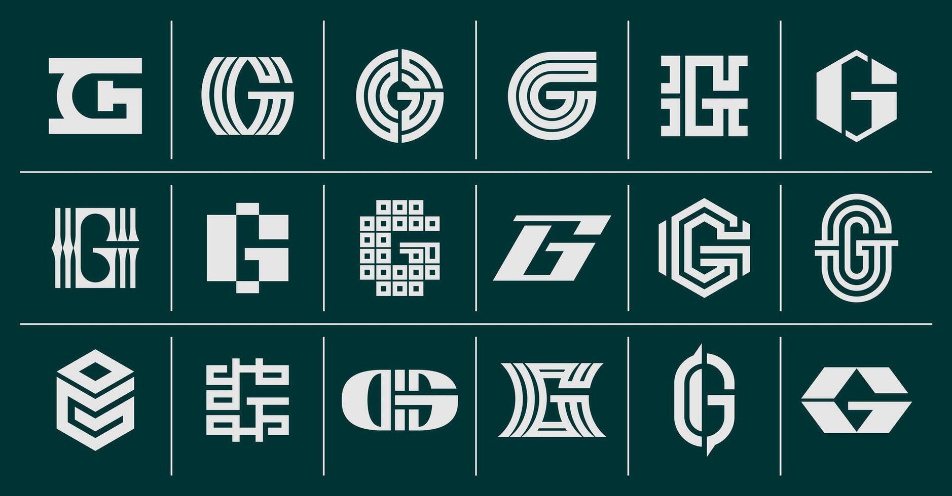 Elegant line abstract letter G logo design set vector