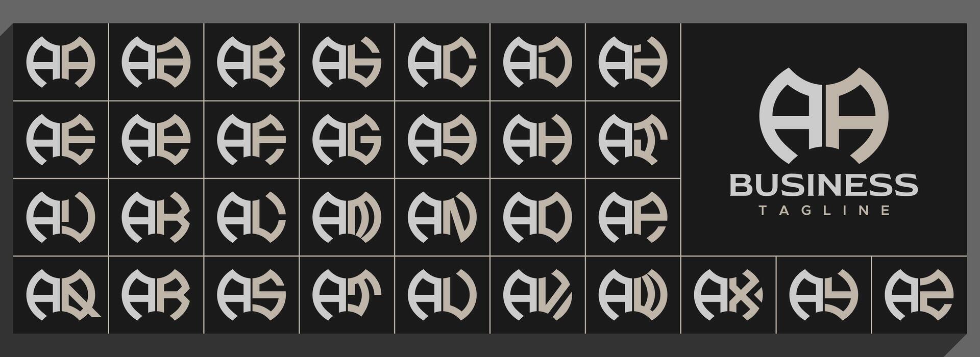 Set of modern line abstract letter A AA logo design vector