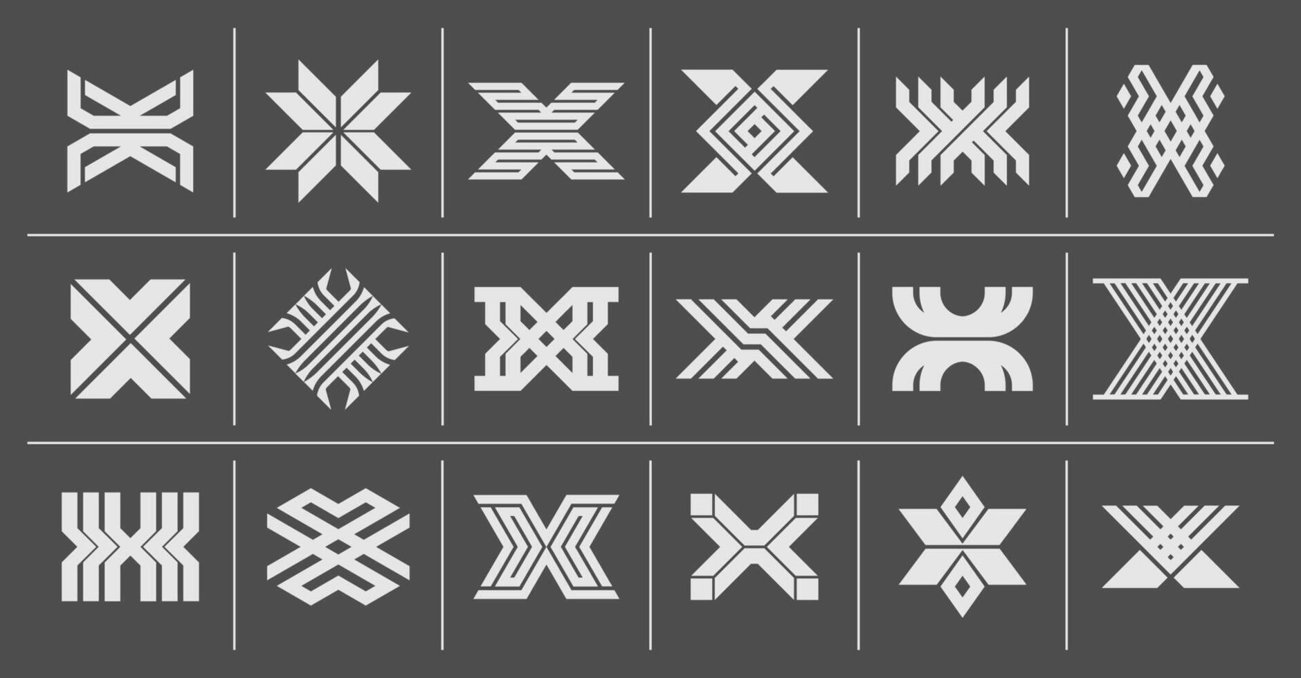 Simple line stripe letter X logo set vector