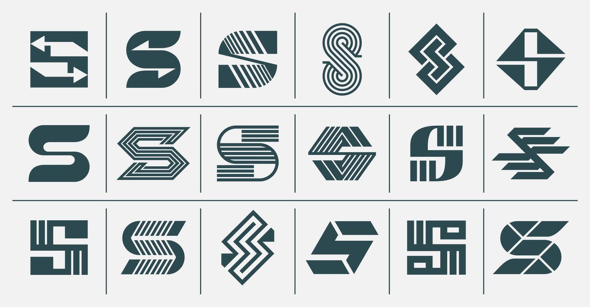 línea monograma letra s logo diseño conjunto vector