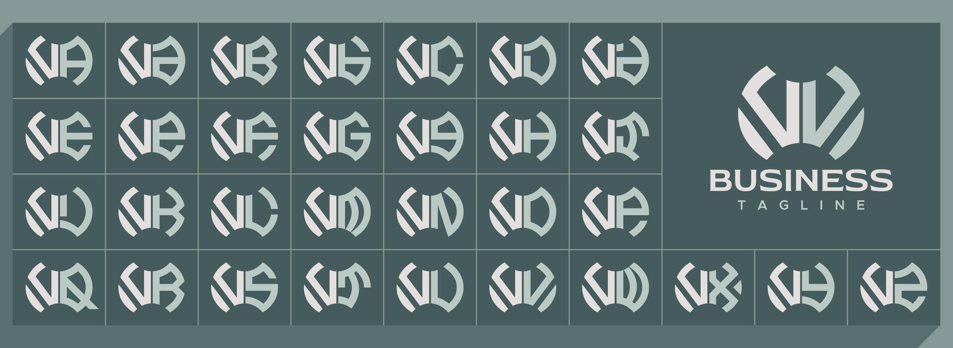 Geometric abstract shape letter V VV logo set vector