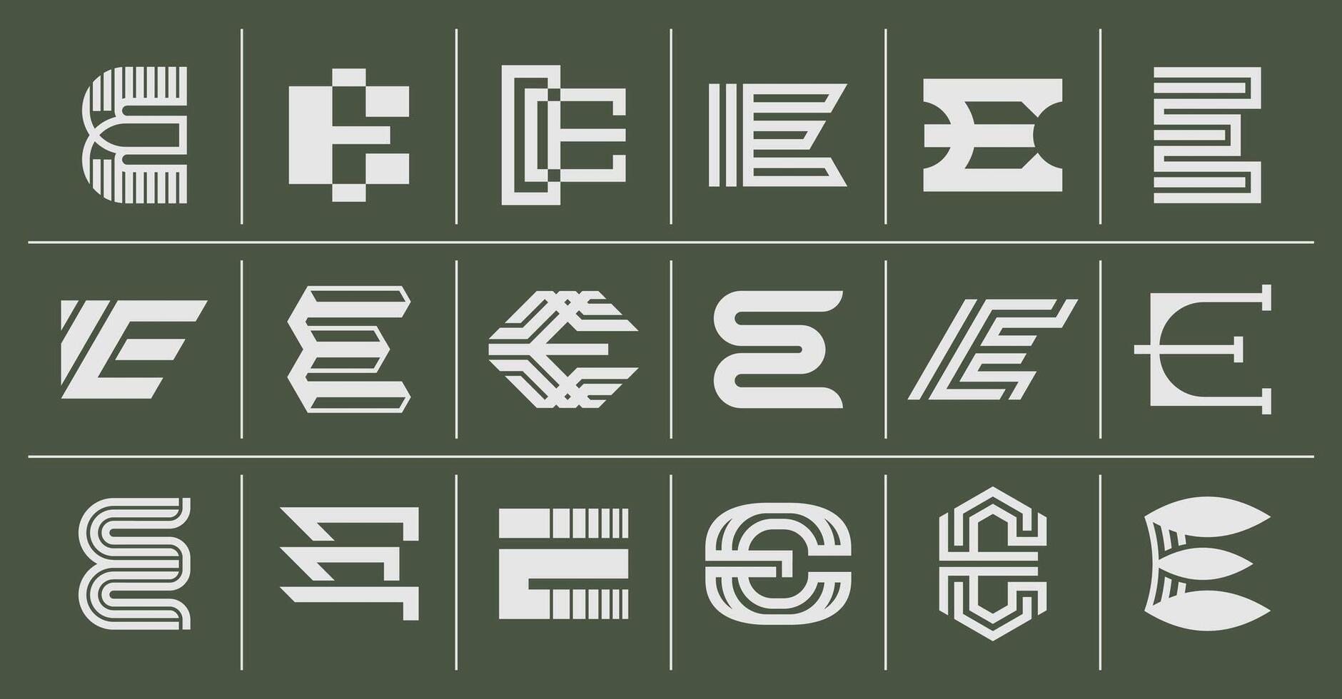 Luxury line abstract letter E logo template set vector