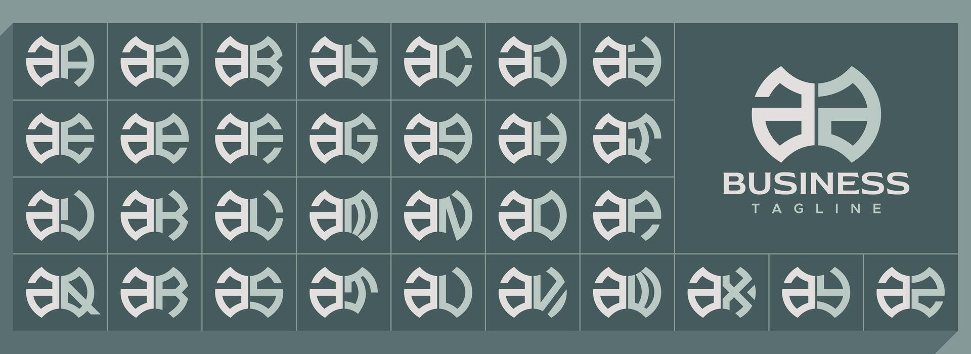 Geometric shape lowercase letter A AA logo set vector
