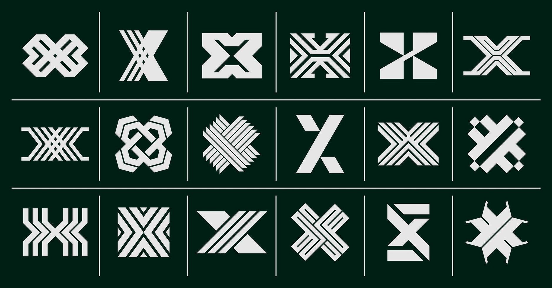 Line geometric abstract letter X logo branding set vector