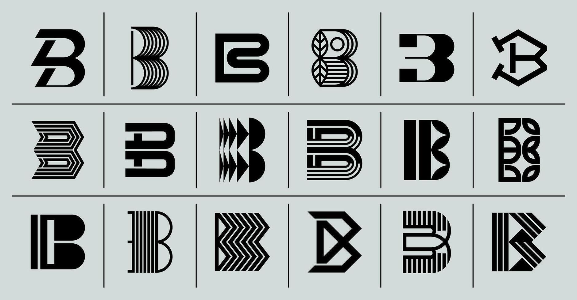 Flat modern company letter B logo design set vector