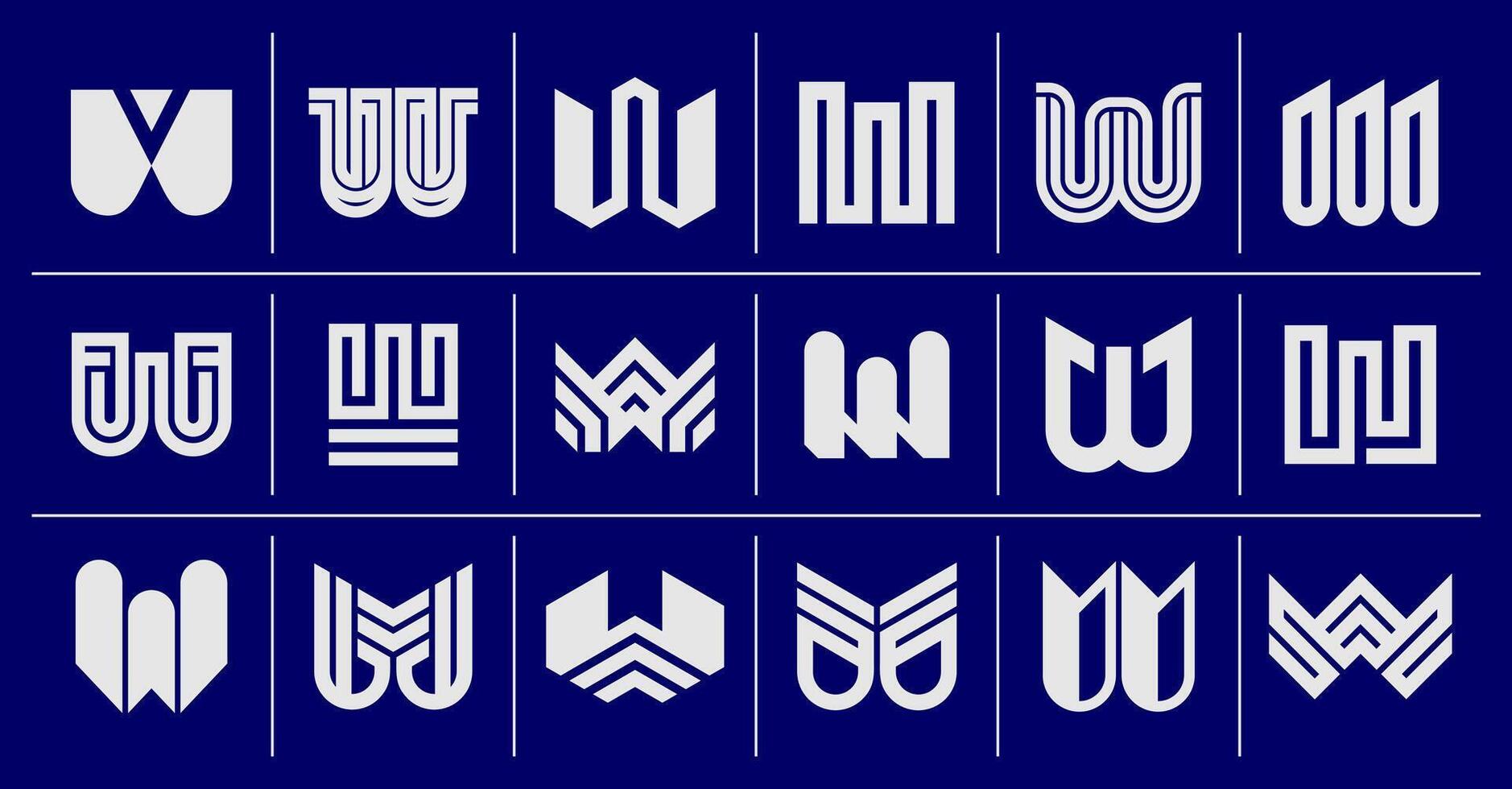 Simple geometric abstract letter W logo set vector