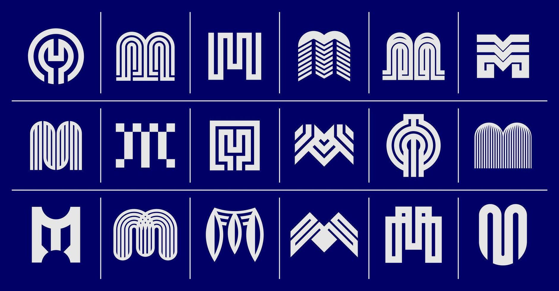 Set of modern technology letter M logo branding vector