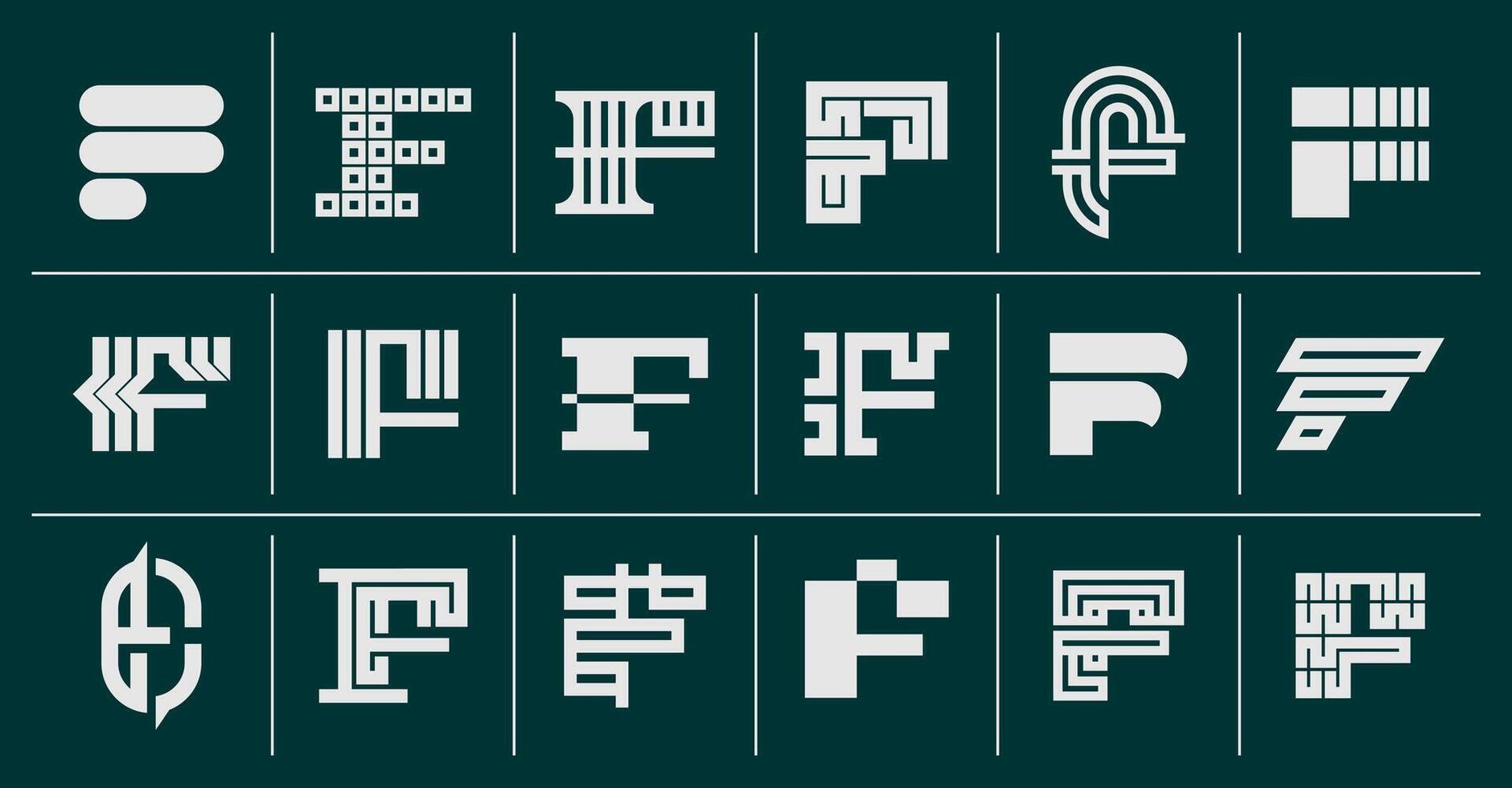 Set of modern abstract letter F logo template vector