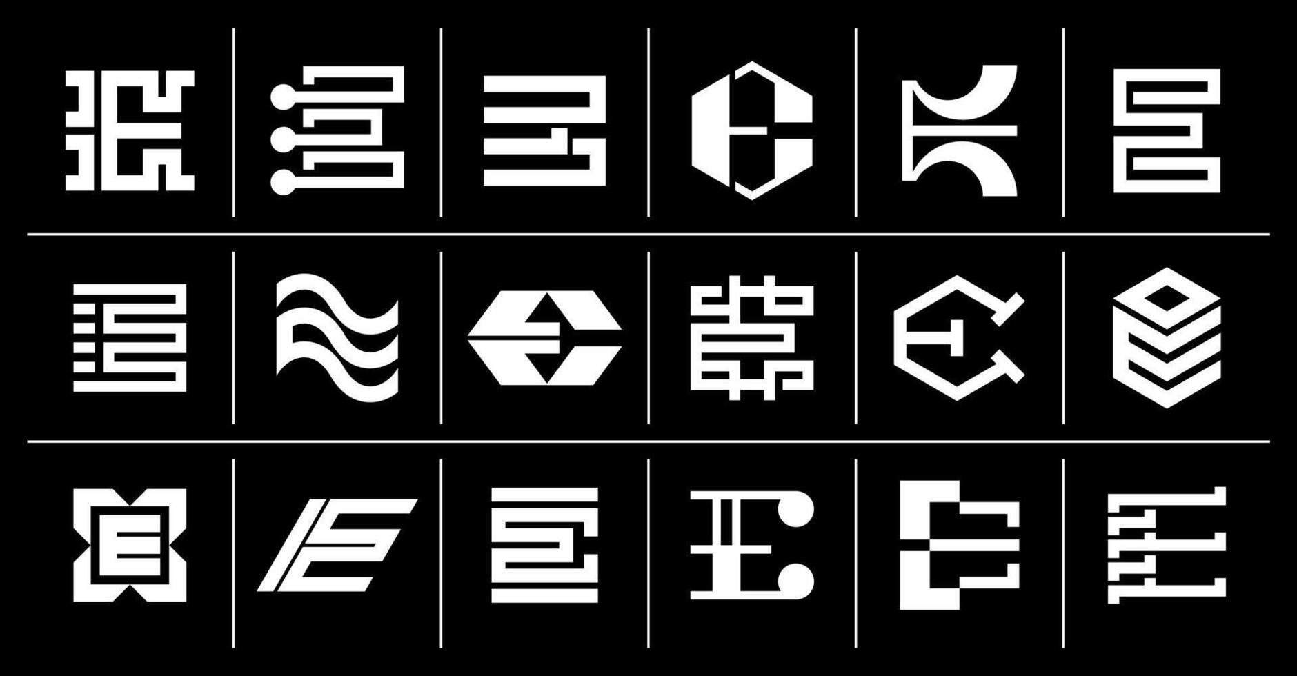 Simple geometric line letter E logo template set vector