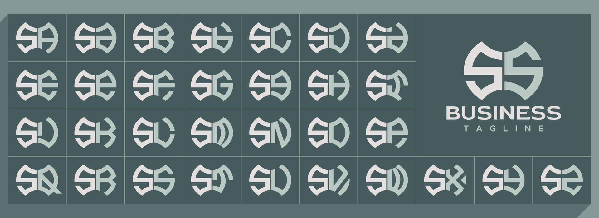 Geometric abstract shape letter S SS logo set vector