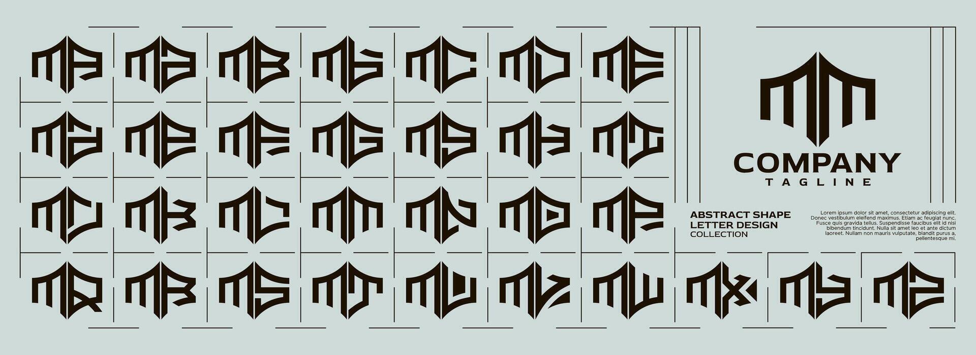 Luxury abstract shape letter M MM logo set vector