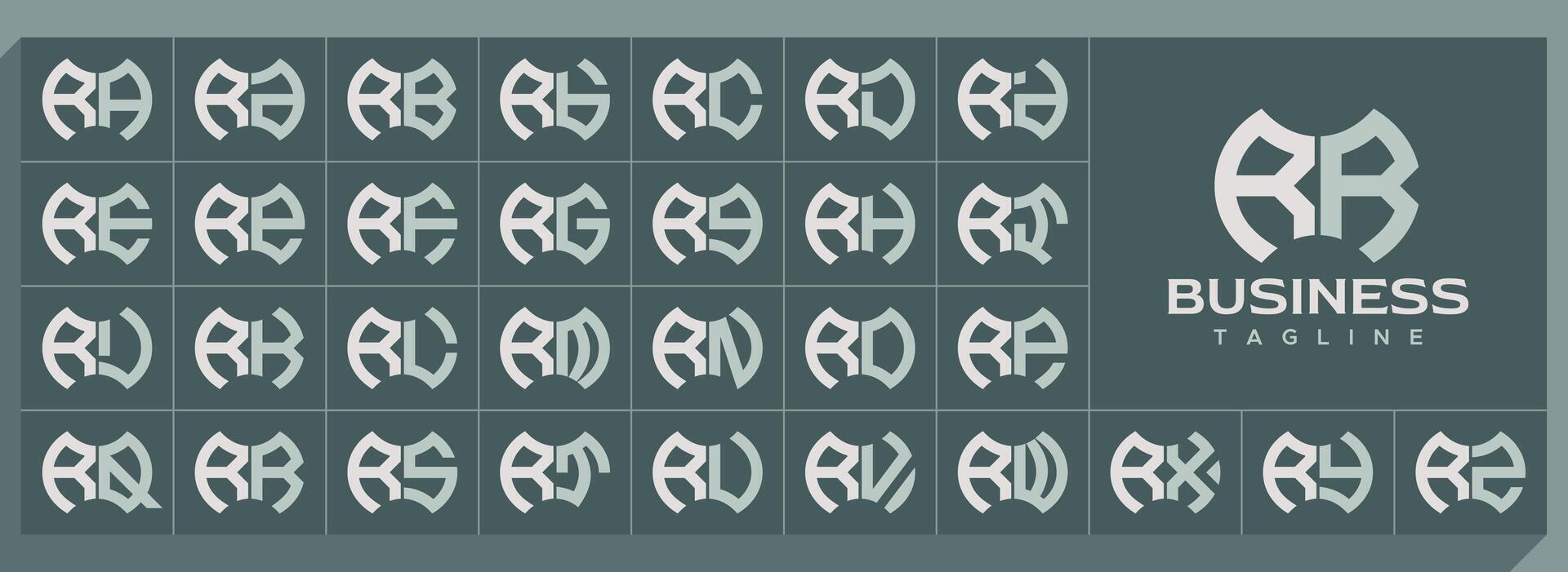 Geometric abstract shape letter R RR logo set vector