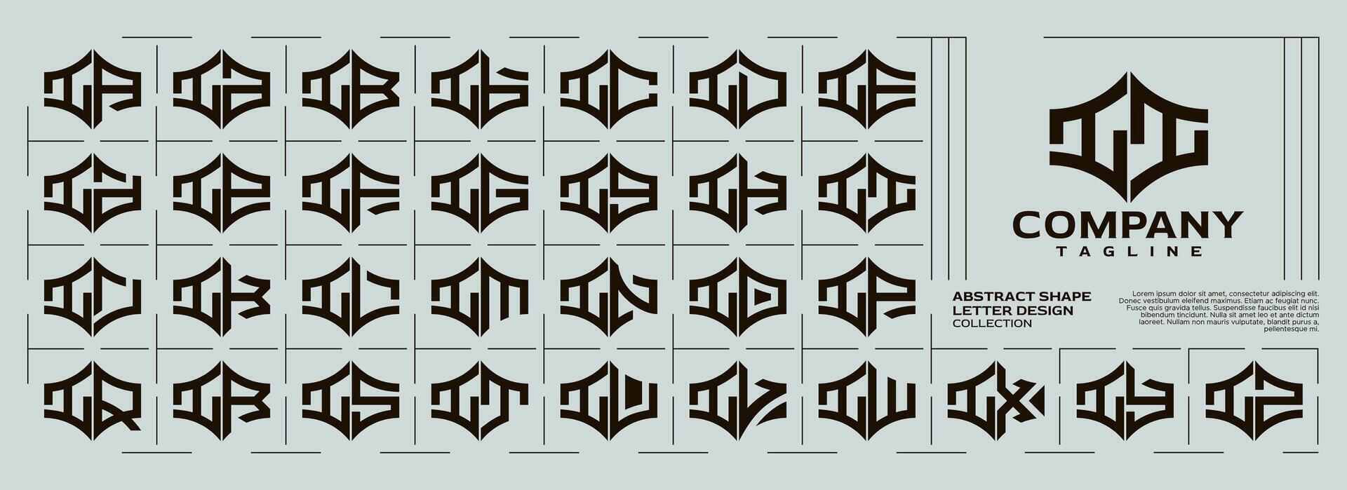 Luxury abstract shape letter I II logo set vector