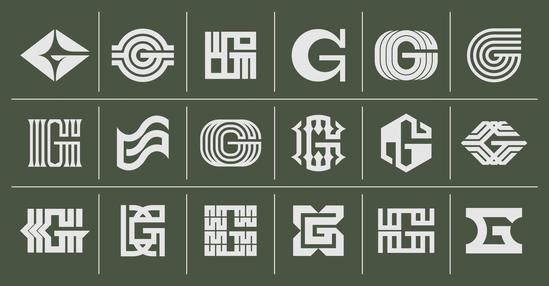 Bundle of flat stripe line letter G logo branding vector