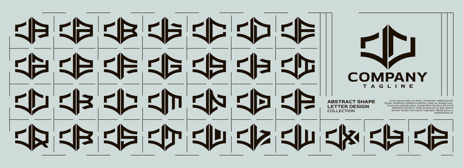 Luxury abstract shape letter J JJ logo set vector
