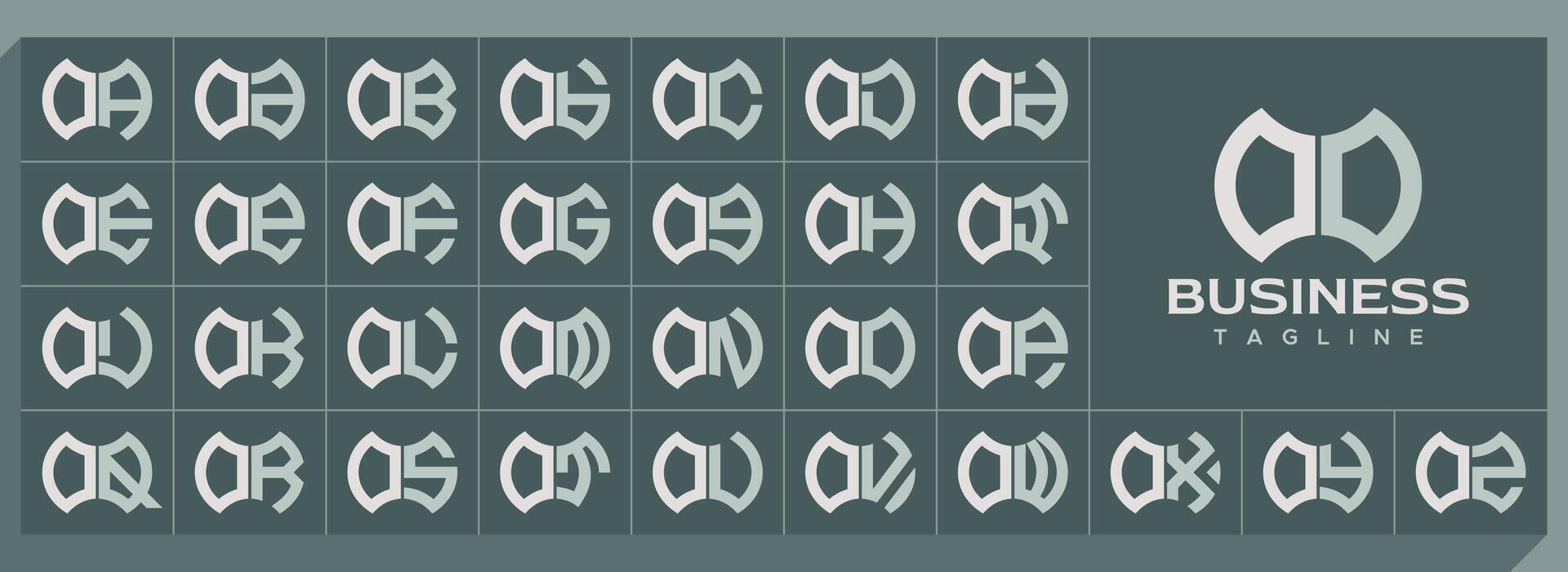 Geometric shape letter O OO logo, number 0 00 set vector