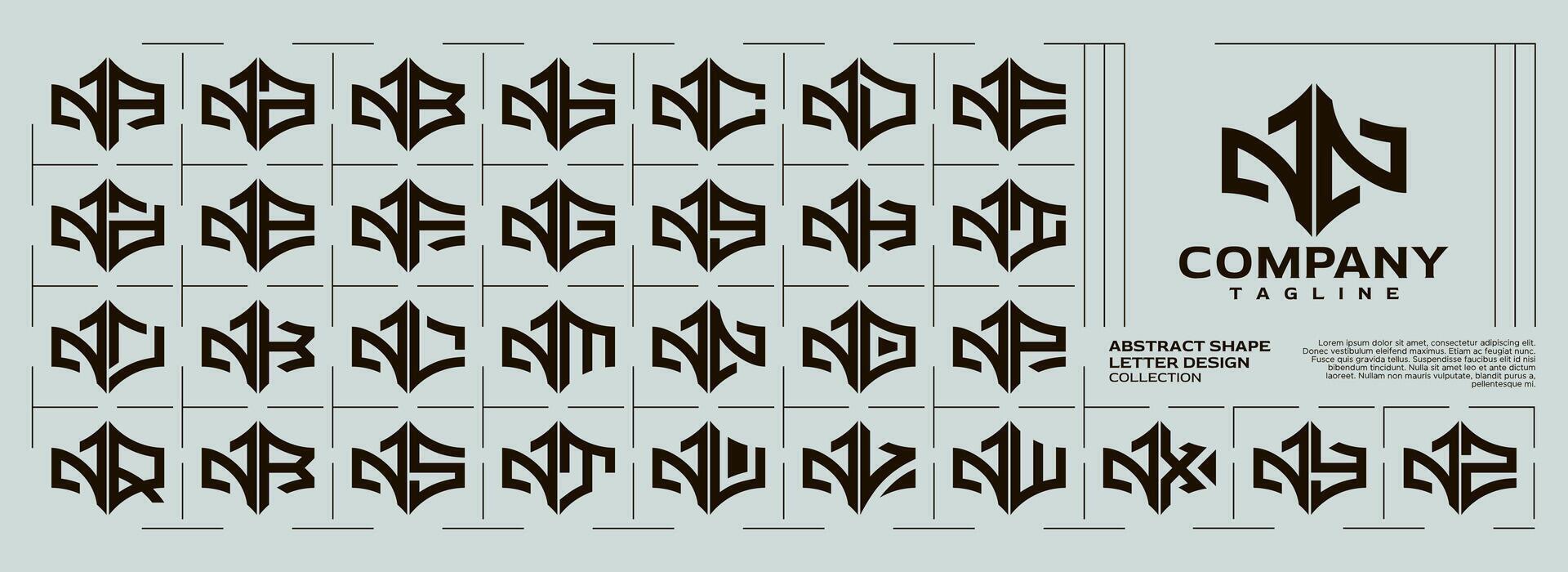 Luxury abstract shape letter N NN logo set vector