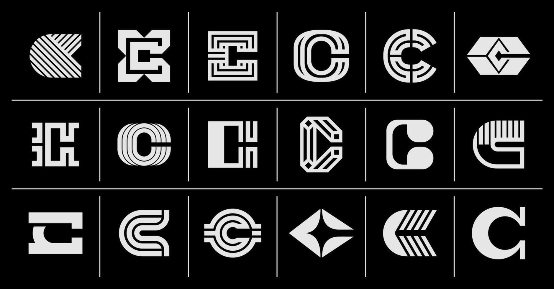 Set of modern line letter C logo design vector