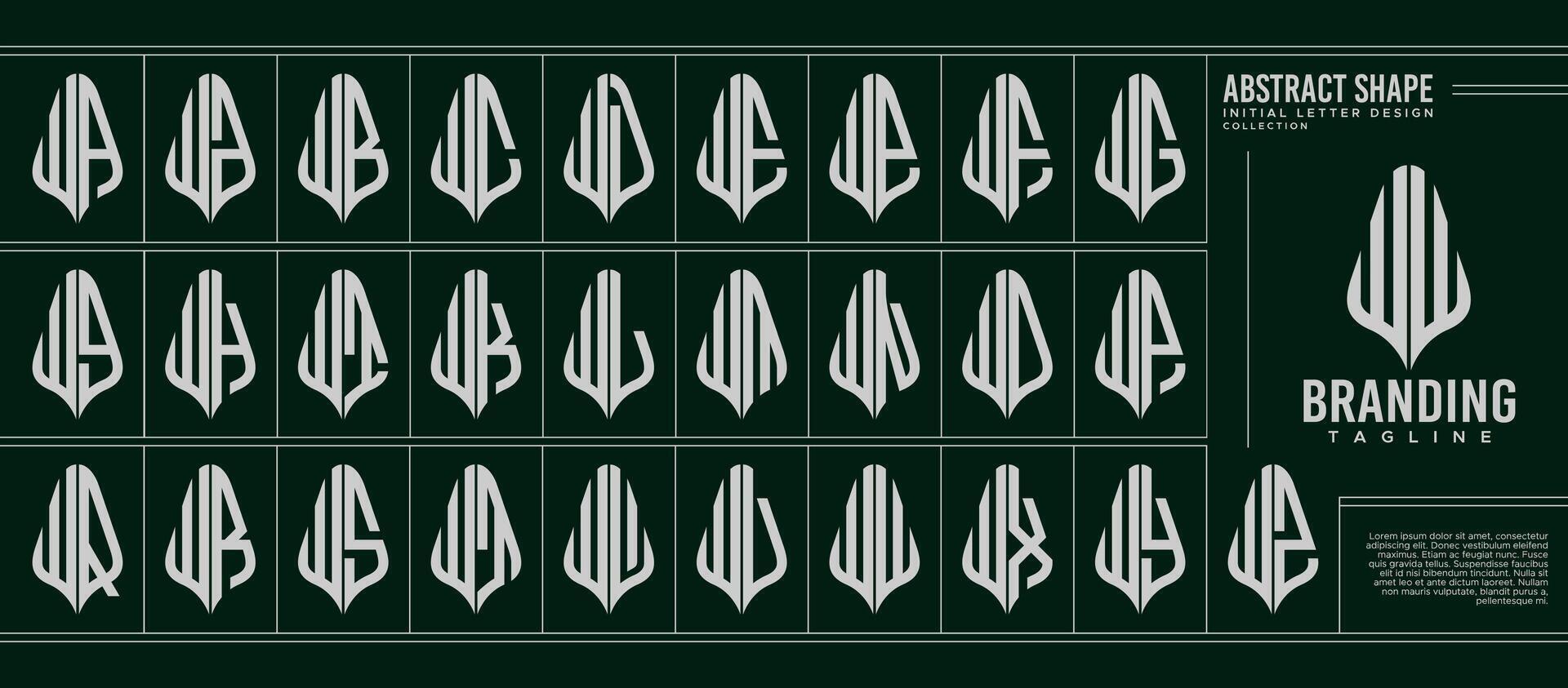 geométrico resumen forma inicial w ww letra logo conjunto vector