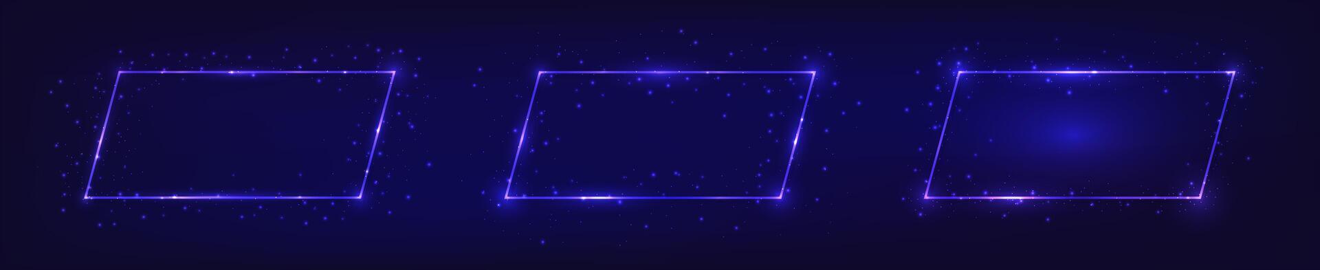 Set of neon frames with shining effects vector
