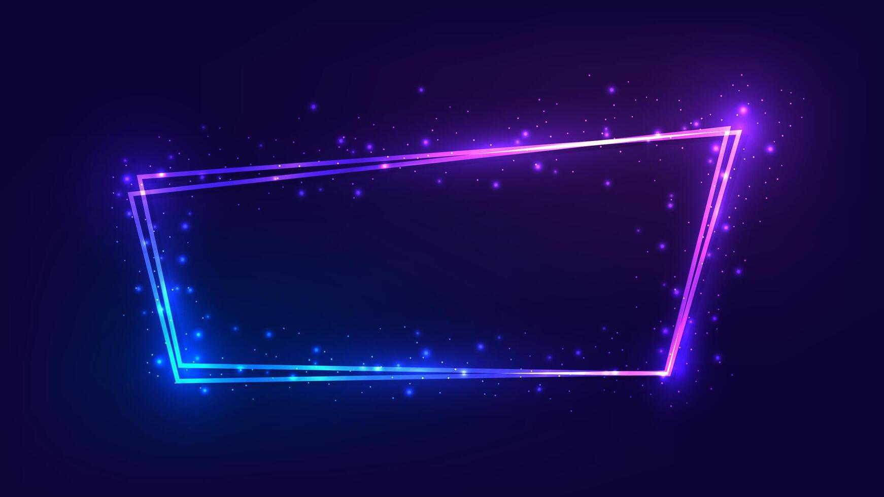 Neon double frame with shining effects vector