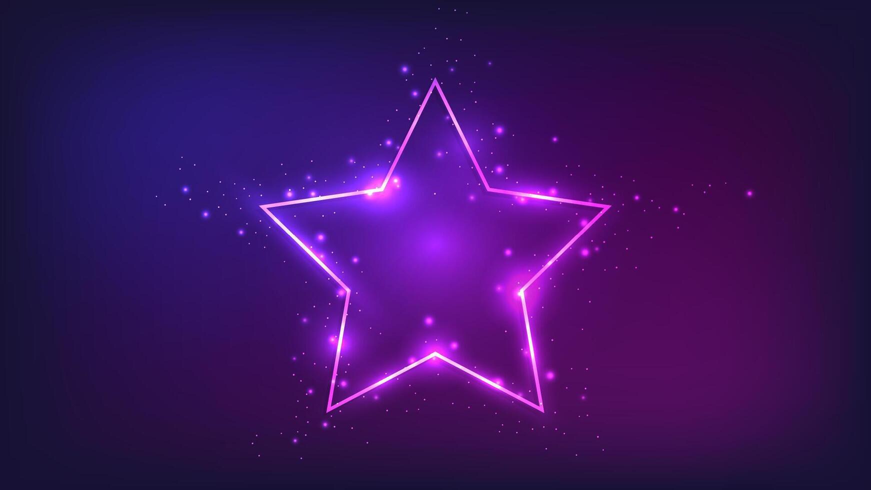 Neon frame in star form with shining effects vector
