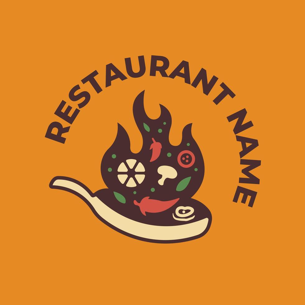 Restaurant frying pan logo vector