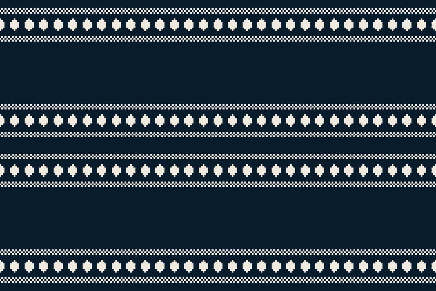 Traditional ethnic motifs ikat geometric fabric pattern cross stitch.Ikat embroidery Ethnic oriental Pixel navy blue background. Abstract,illustration. Texture,decoration,wallpaper. vector