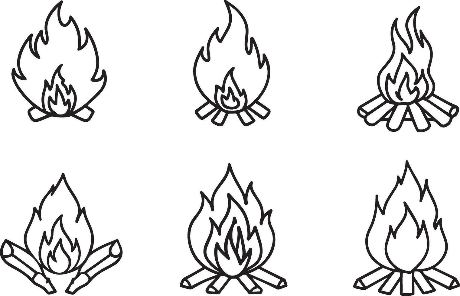 set of bonfire icons for web design isolated on white background vector