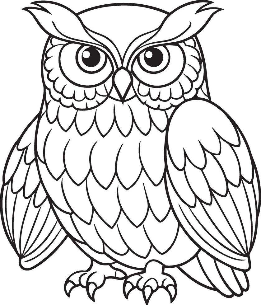 Coloring book for children owl. illustration for kids. vector