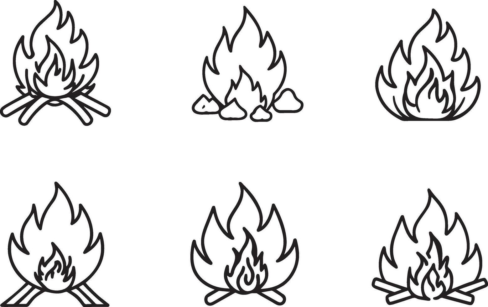 set of bonfire icons for web design isolated on white background vector