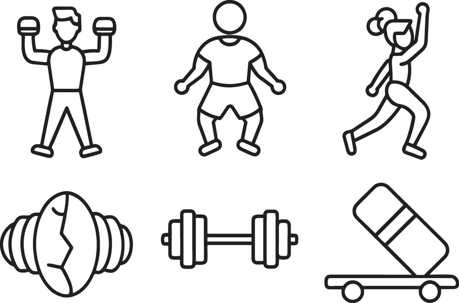 set of fitness and sport icons, line style, illustration design vector