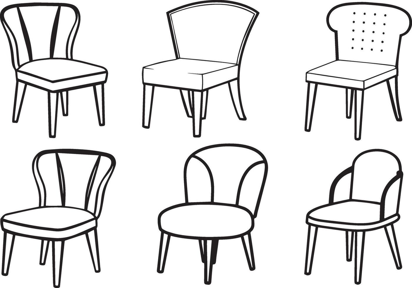 Illustration of a set of different chairs on a white background vector