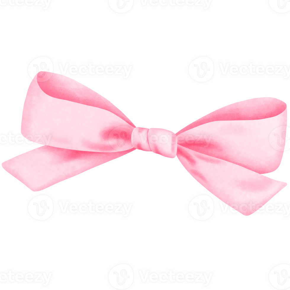 Pink coquette ribbon bow clipart, Aesthetic watercolor illustration. png