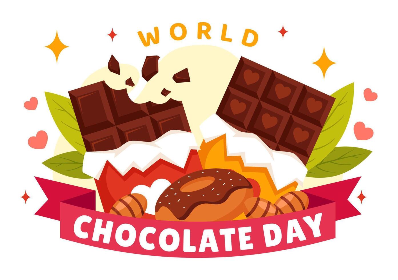 World Chocolate Day Celebration Illustration on 7 July with Melted Chocolates and Cake in Flat Cartoon Background Design vector