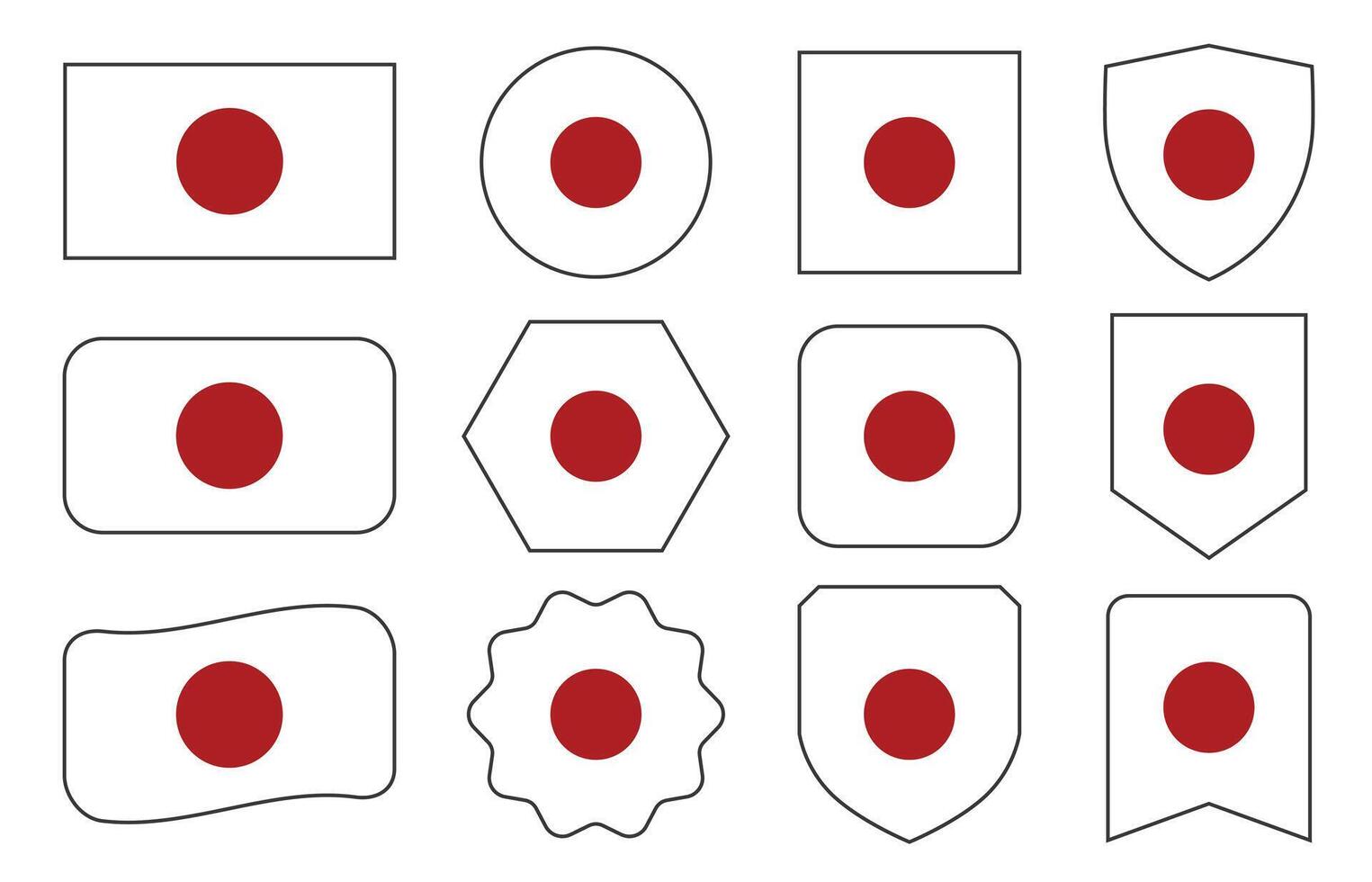 Flag of Japan in modern abstract shapes, waving, badge, design template vector