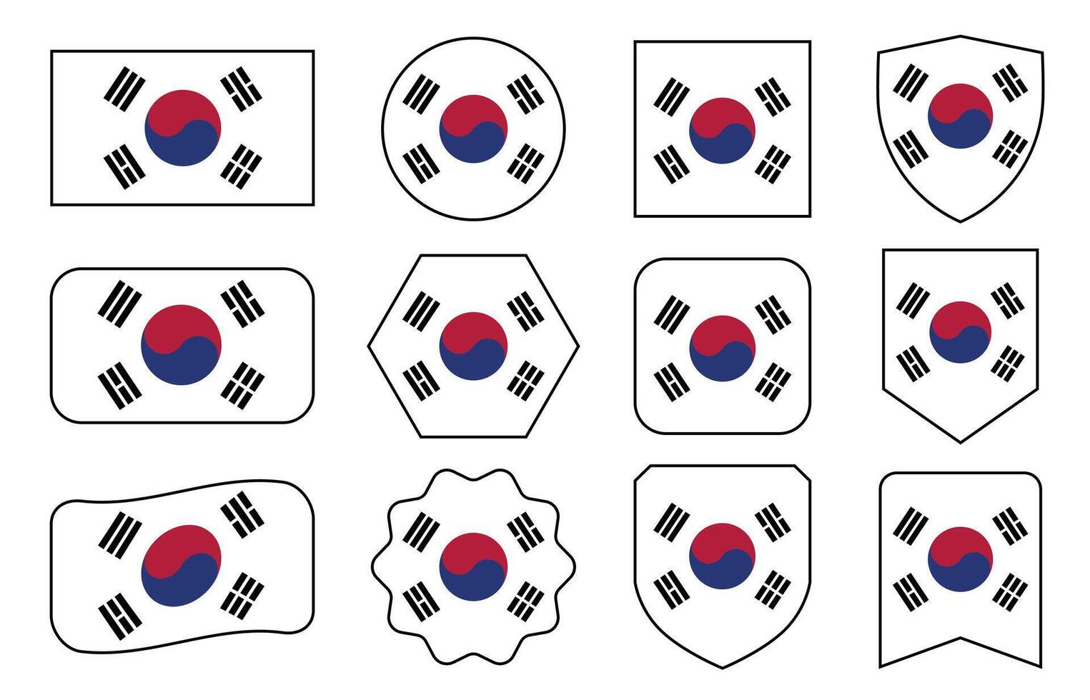 bandera de sur Corea en moderno resumen formas, ondulación, insignia, diseño modelo vector