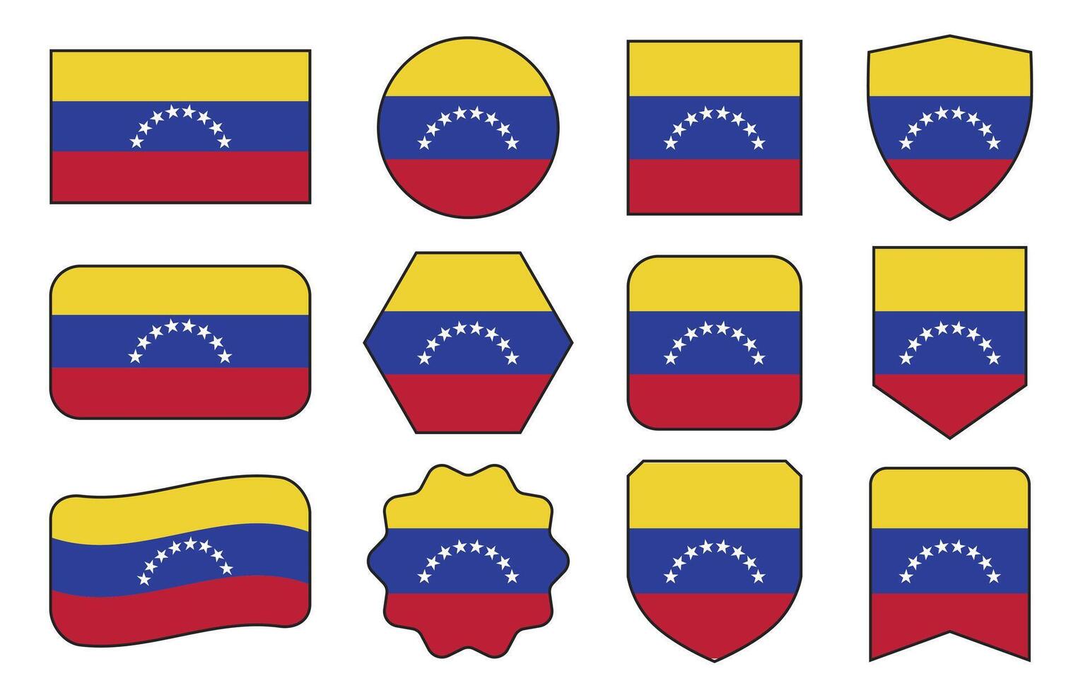 Flag of Venezuela in modern abstract shapes, waving, badge, design vector
